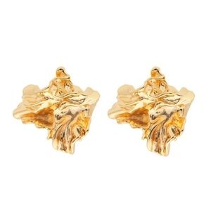 Amber Sceats Reese‎ Earrings Gold Tone Sculptural Abstract Studs NWT